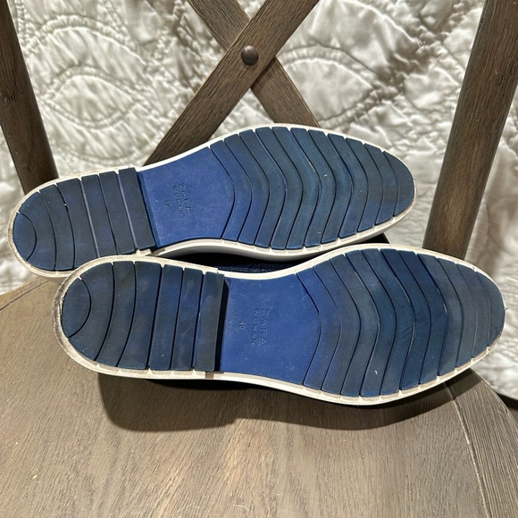 Zara Fabric Knit Upper Blue Platform Derby Oxford Shoes - Picture 6 of 8